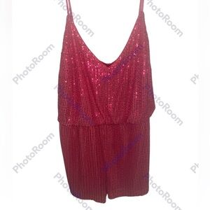 Double Crazy Pink Sequence Romper 1XL